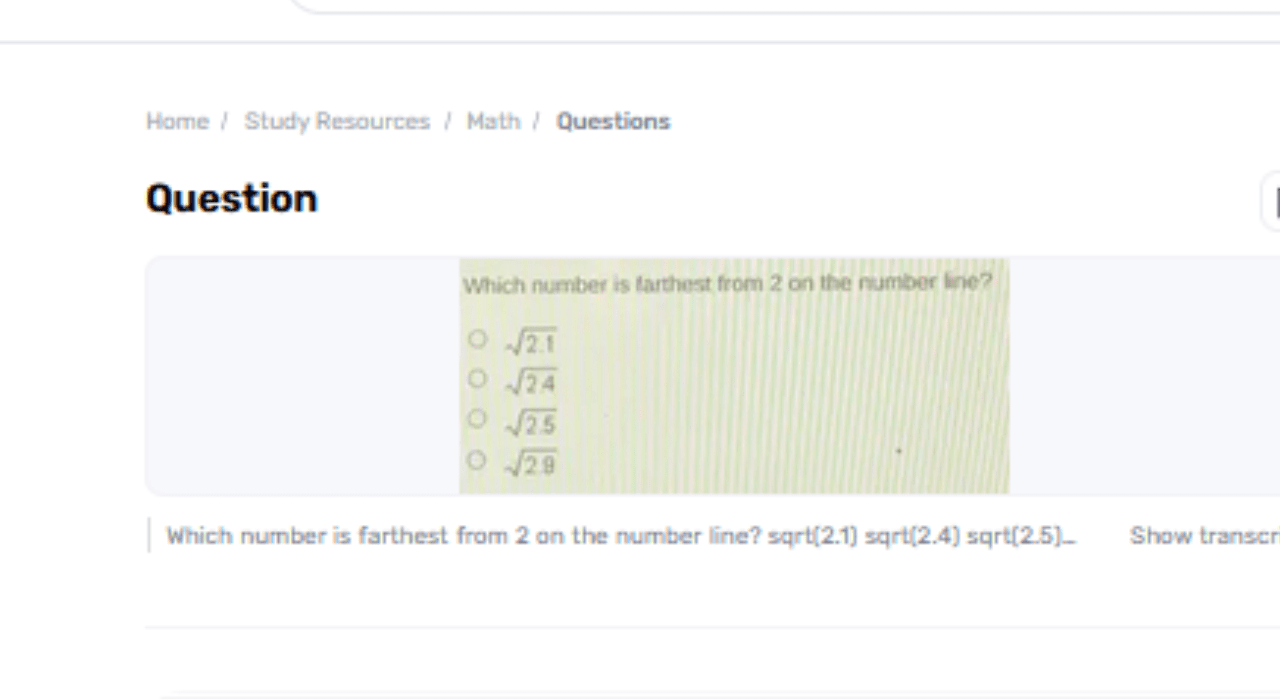 Which Number Is Most Far Off From 2 On The Number Line?